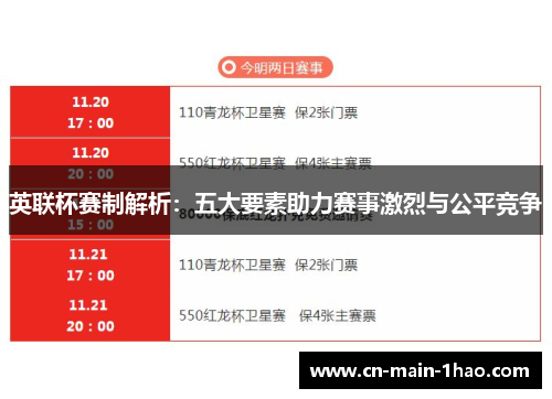 英联杯赛制解析：五大要素助力赛事激烈与公平竞争